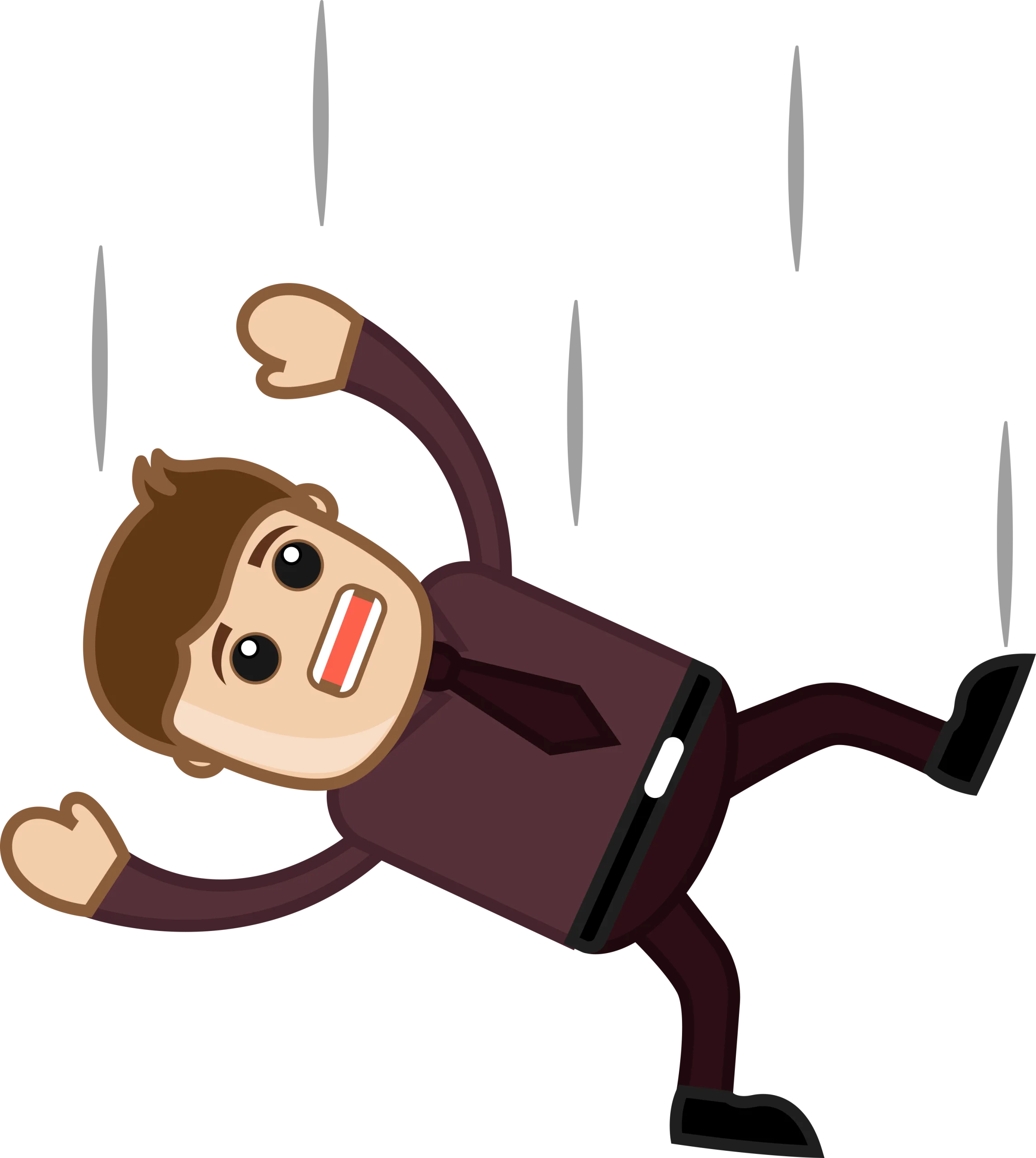 Cartoon Character Falling Dramatically in Business Attire Clipart Illustration