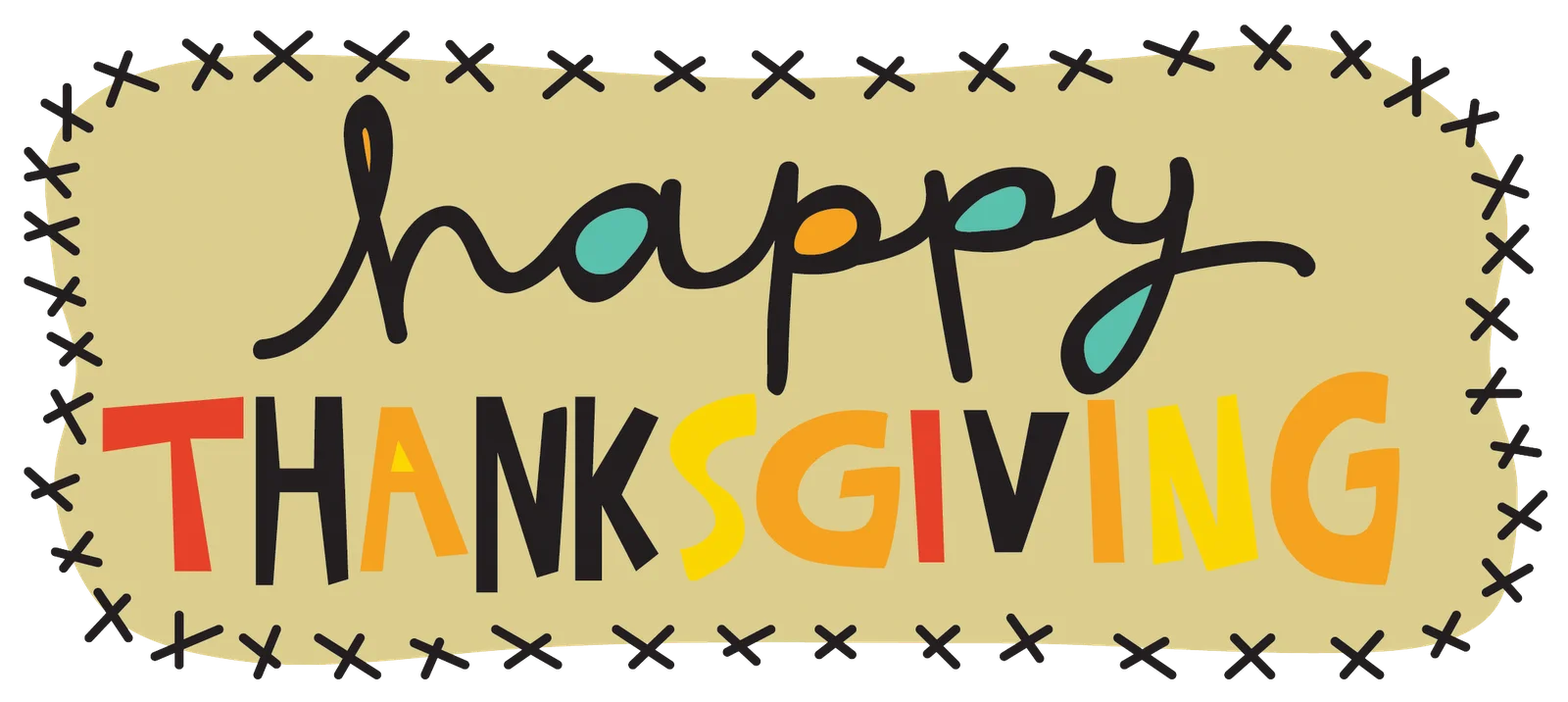 Charming Handwritten Happy Thanksgiving Clipart with Playful Typography