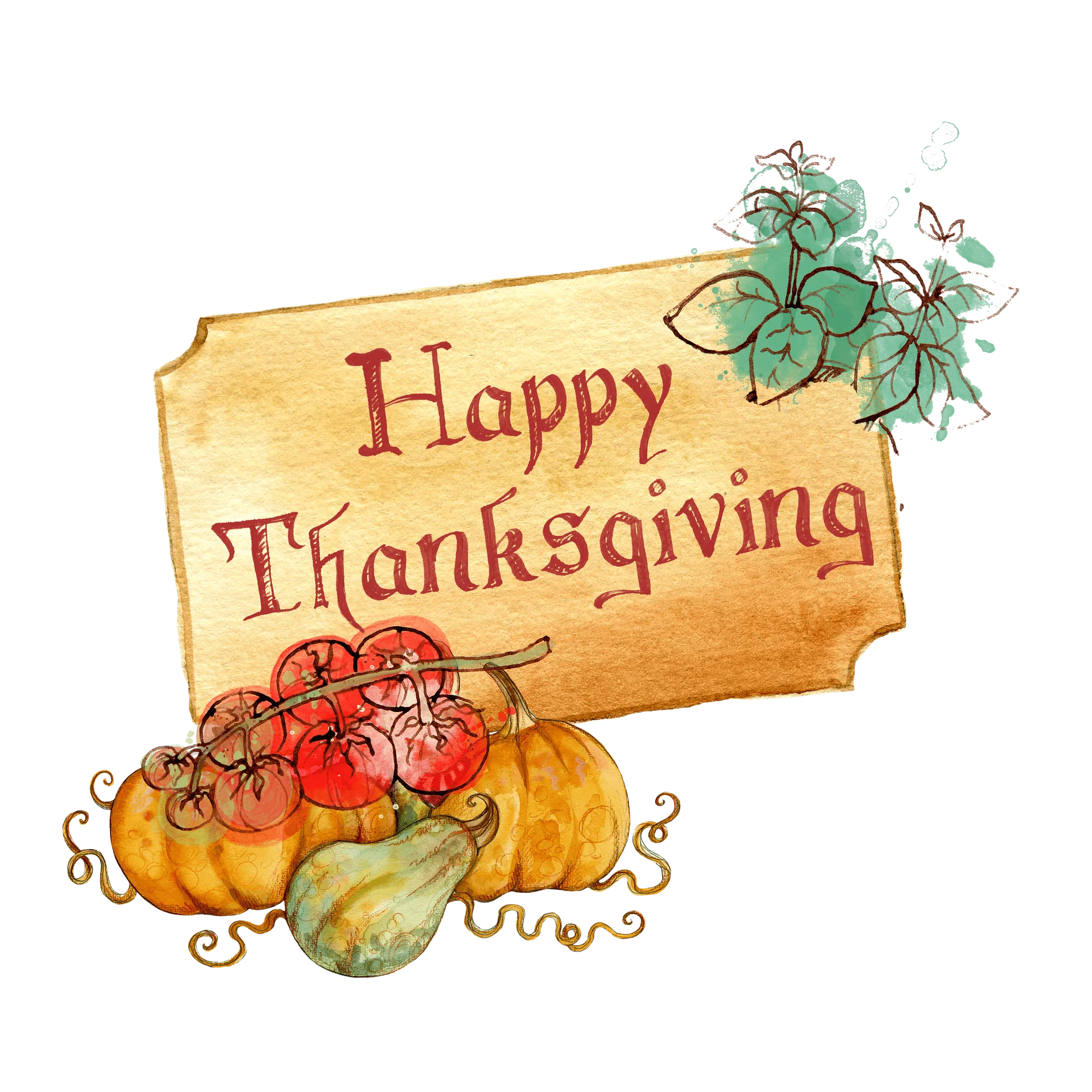 Charming Rustic Thanksgiving Greeting Clipart with Autumn Harvest Bounty
