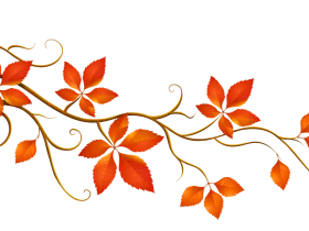 Elegant Autumn Leaves Clipart - Graceful Branches with Warm Orange Foliage
