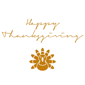 Elegant Golden Thanksgiving Turkey Clipart with Festive Handwritten Greeting