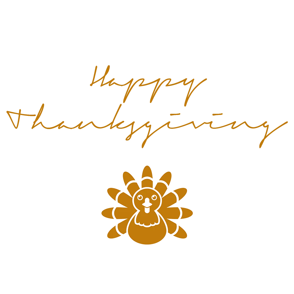 Elegant Golden Thanksgiving Turkey Clipart with Festive Handwritten Greeting