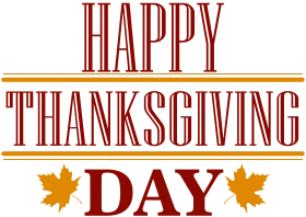 Elegant Thanksgiving Day Greeting Clipart with Maple Leaves and Bold Typography