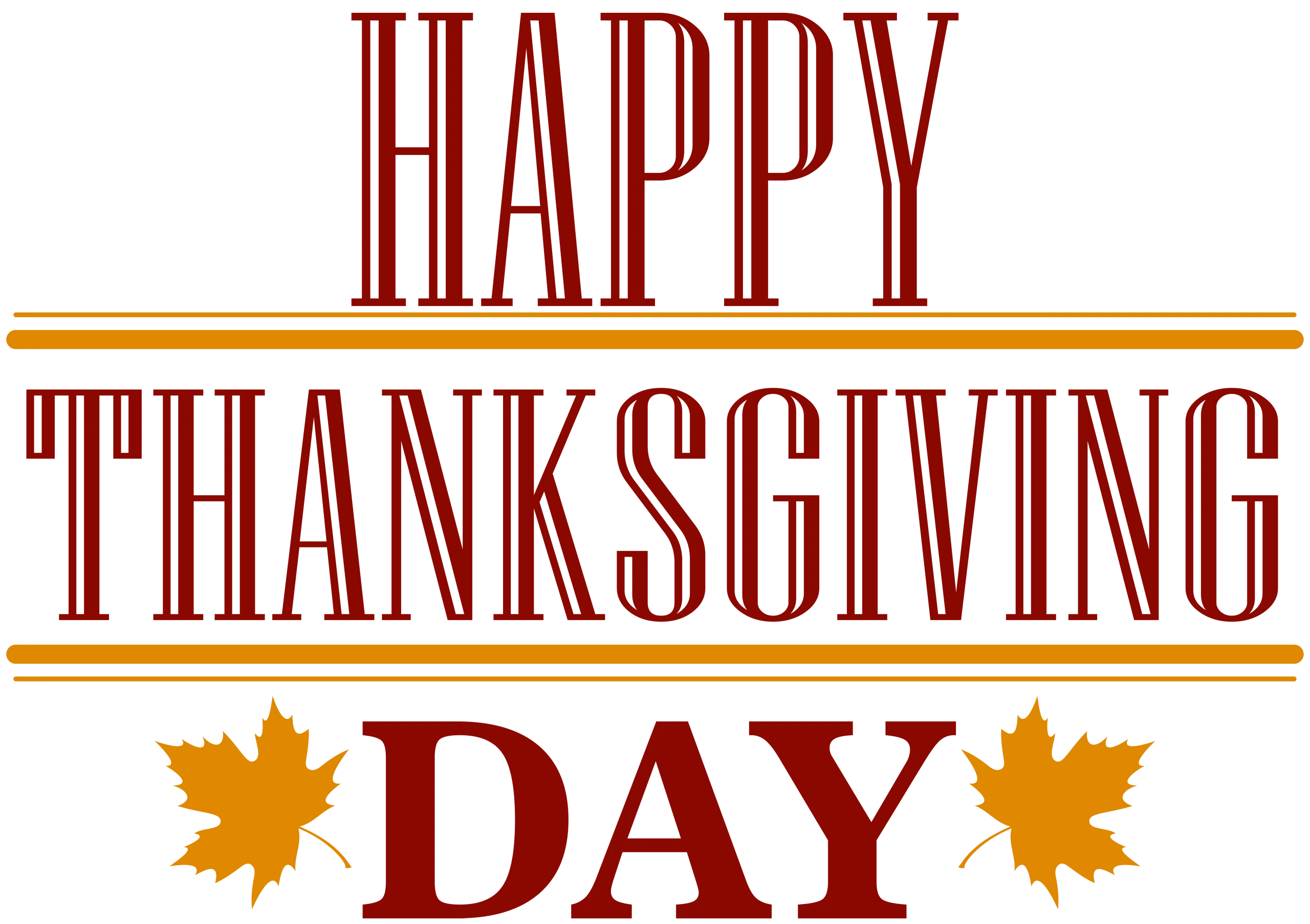Elegant Thanksgiving Day Greeting Clipart with Maple Leaves and Bold Typography