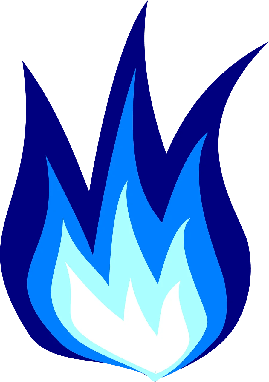 Ethereal Blue Flame Clipart: Stylized Icy Cold Fire Graphic Design Element