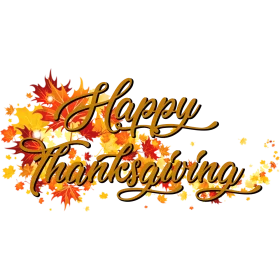 Festive Autumn Leaves Thanksgiving Greeting Clipart Design with Warm Calligraphy