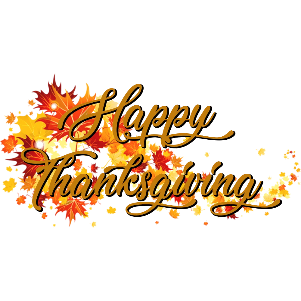 Festive Autumn Leaves Thanksgiving Greeting Clipart Design with Warm Calligraphy