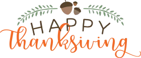 Festive Autumn Thanksgiving Greeting Clipart with Acorns and Laurel Wreath