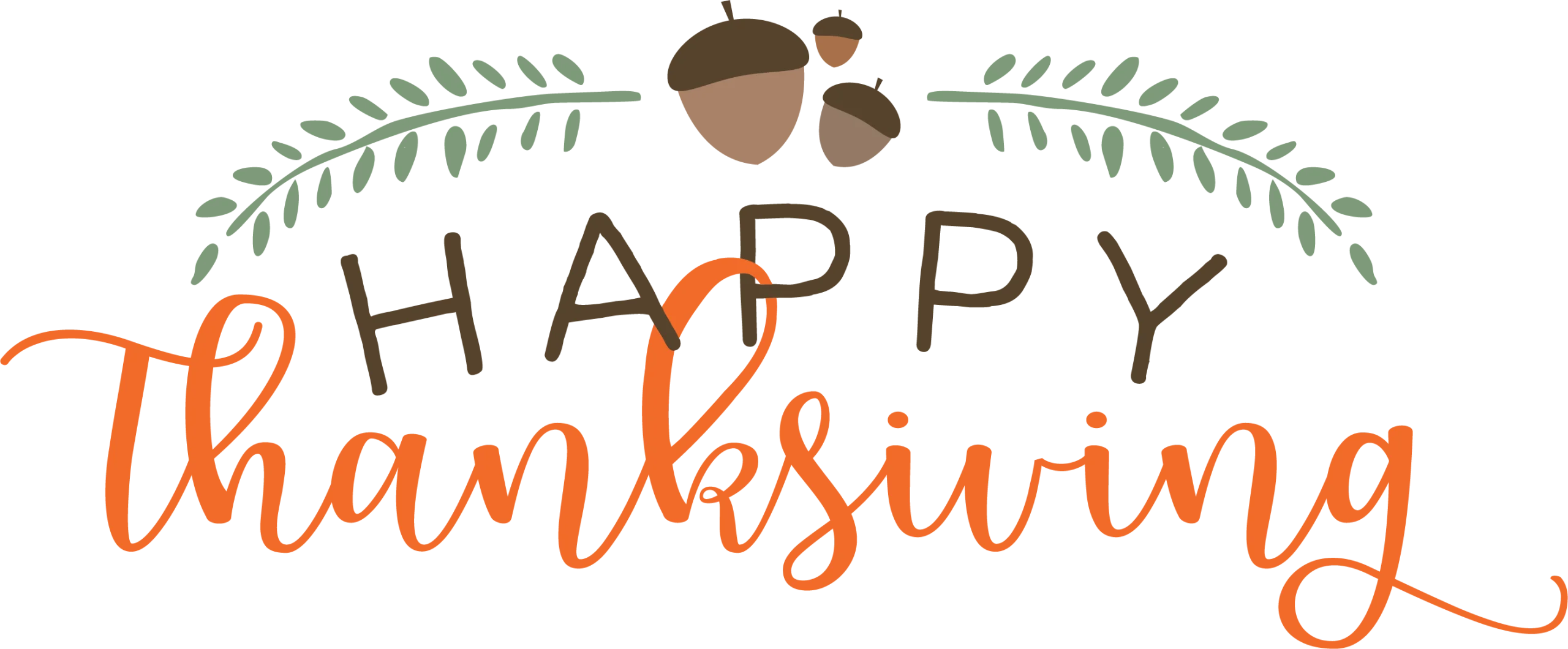 Festive Autumn Thanksgiving Greeting Clipart with Acorns and Laurel Wreath