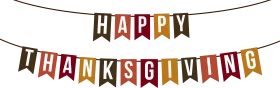 Festive Rustic Happy Thanksgiving Banner Clipart with Warm Autumn Colors