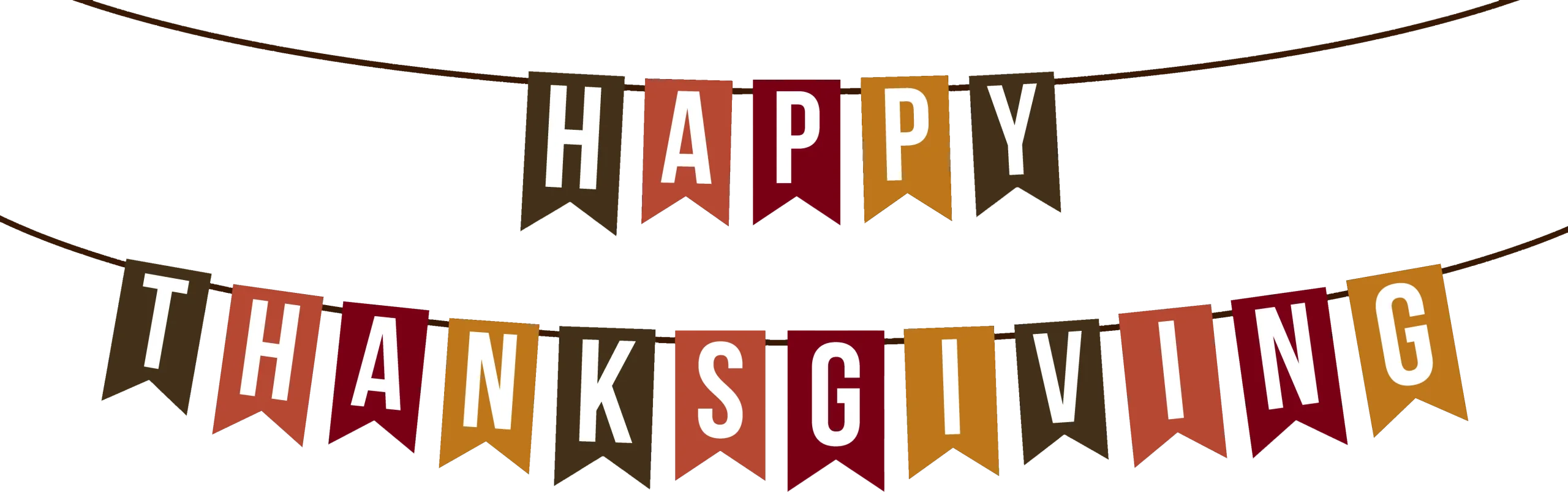 Festive Rustic Happy Thanksgiving Banner Clipart with Warm Autumn Colors