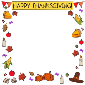 Festive Thanksgiving Celebration Clipart Border with Seasonal Autumn Elements