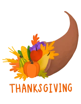 Festive Thanksgiving Cornucopia Clipart: Bountiful Harvest Celebration Design