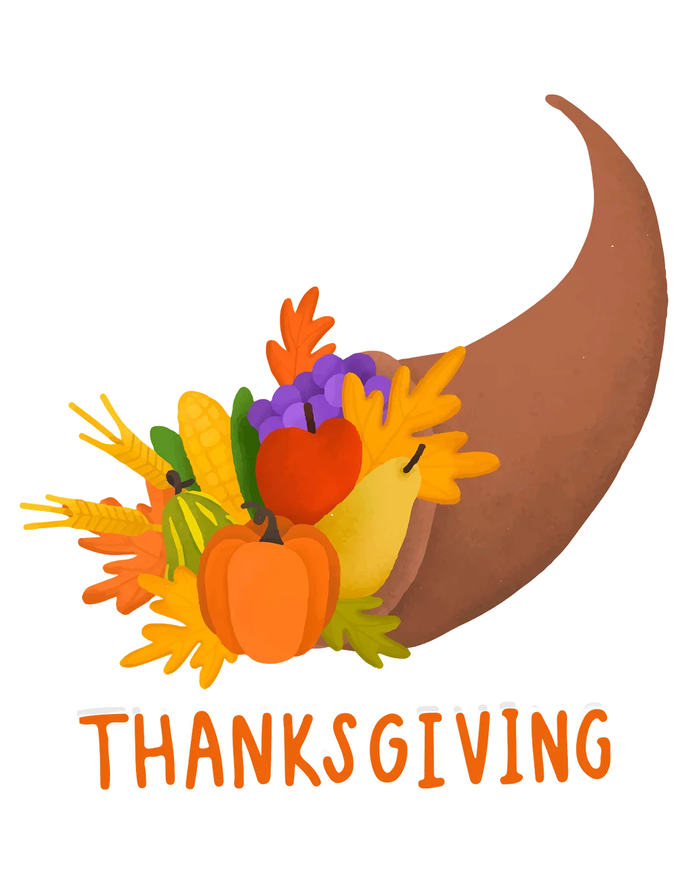 Festive Thanksgiving Cornucopia Clipart: Bountiful Harvest Celebration Design