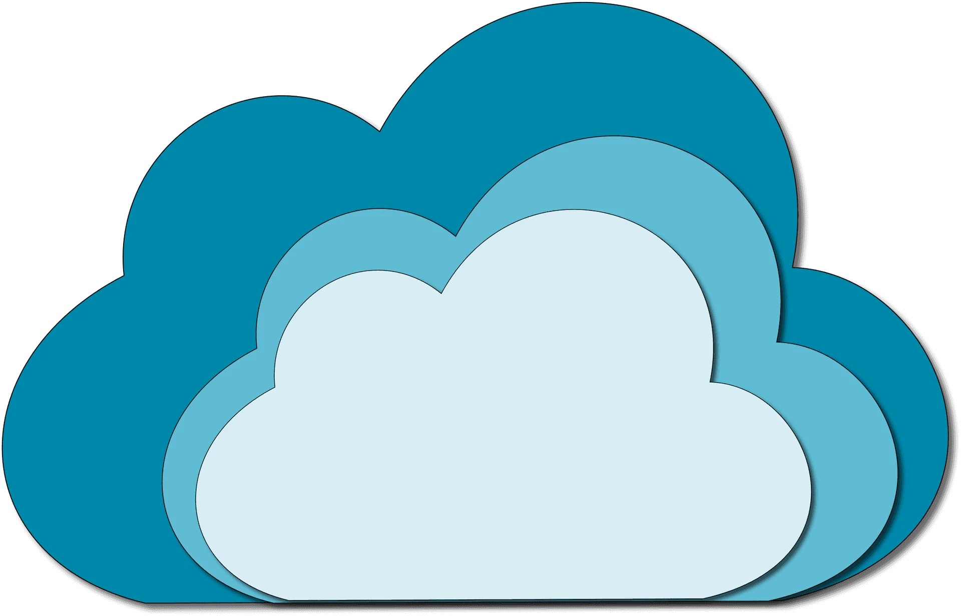 Layered Azure and Sky Blue Cloud Clipart Design with Soft Depth Effect