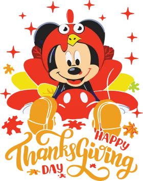 Mickey Mouse Adorable Thanksgiving Turkey Costume Festive Clipart Design