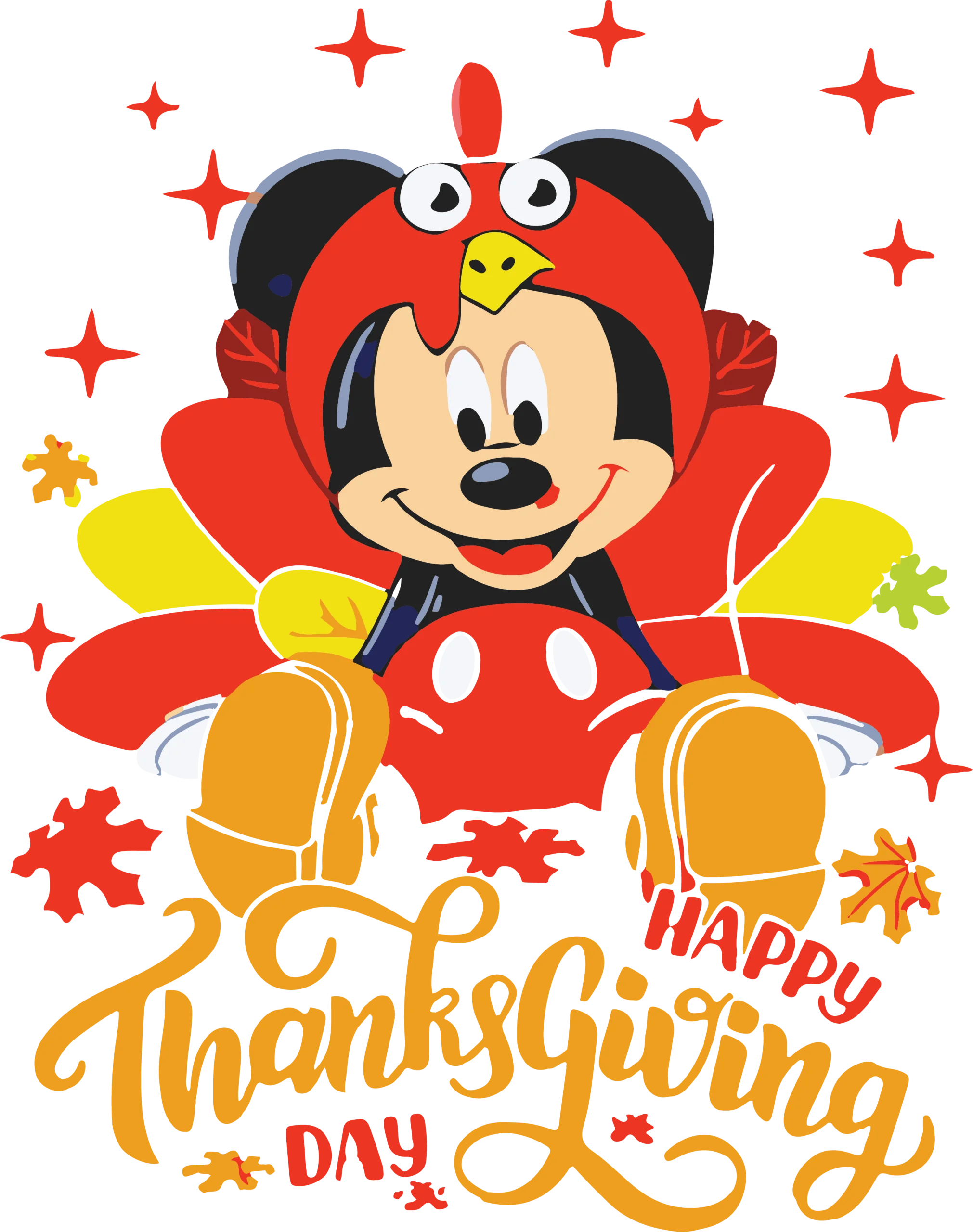 Mickey Mouse Adorable Thanksgiving Turkey Costume Festive Clipart Design