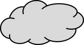 Minimalist Gray Cloud Clipart with Soft Rounded Contours and Simple Design