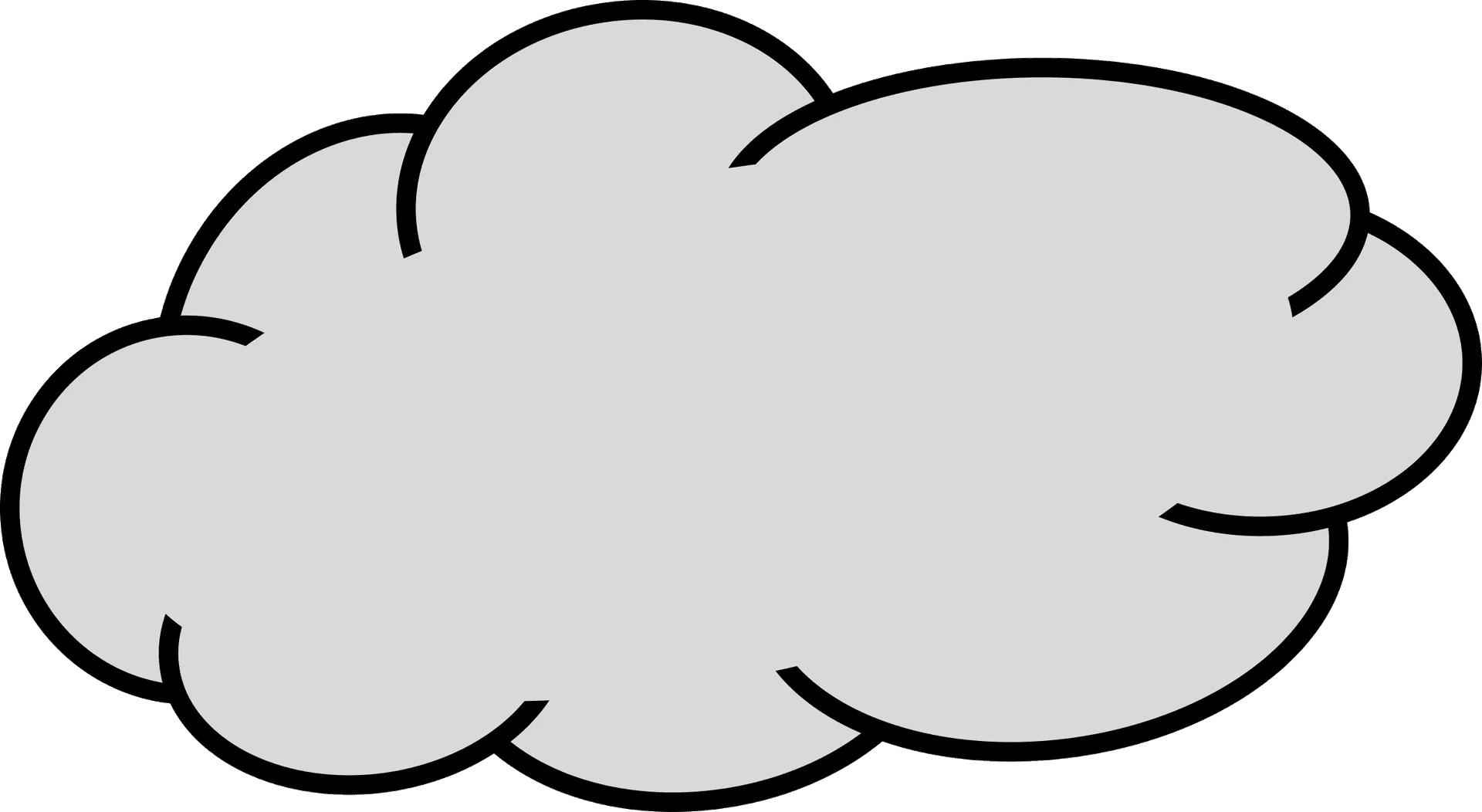 Minimalist Gray Cloud Clipart with Soft Rounded Contours and Simple Design