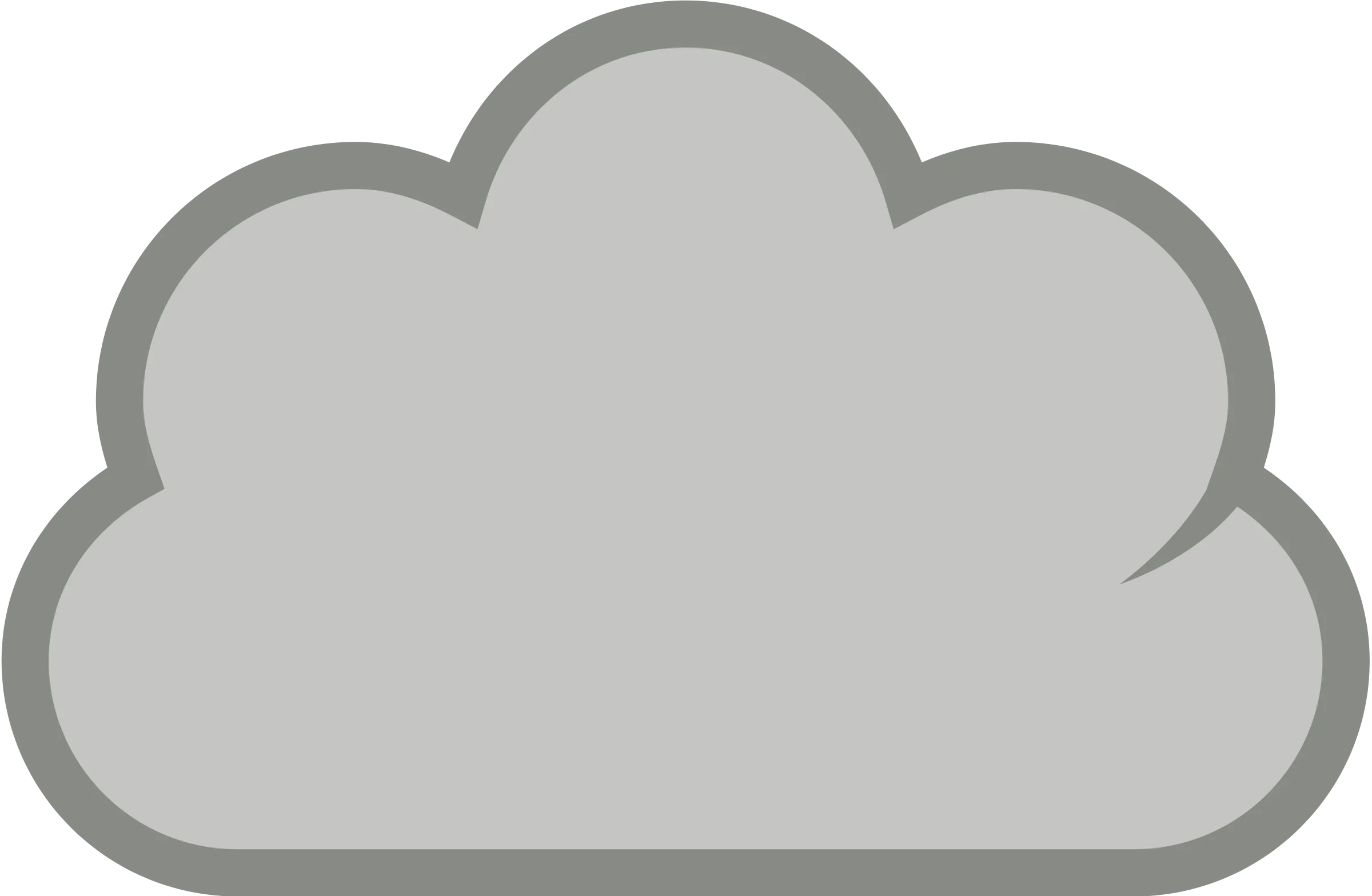 Minimalist Soft Gray Cloud Clipart Icon with Smooth Curved Edges