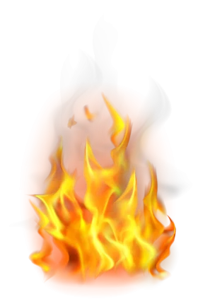 Realistic Glowing Orange and Yellow Fire Flame Clipart Illustration