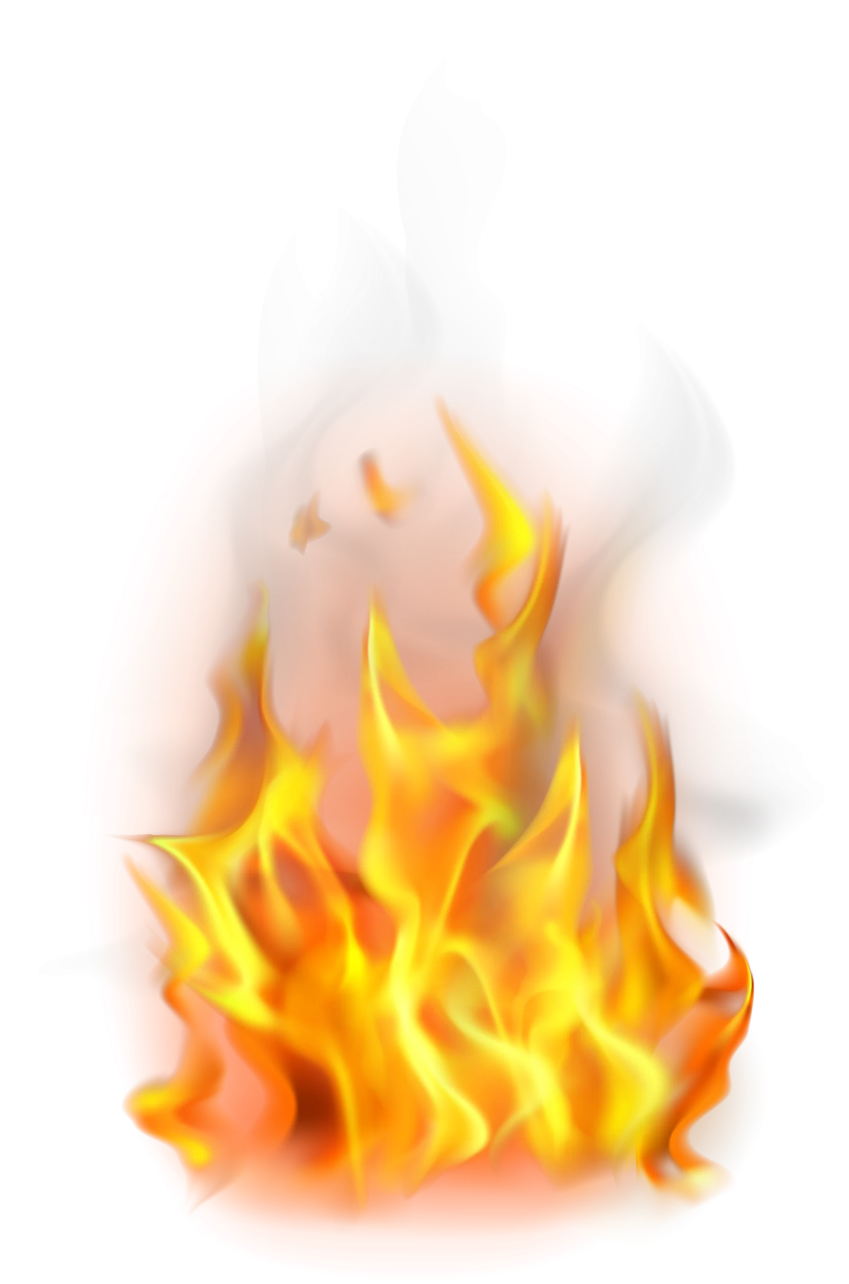 Realistic Glowing Orange and Yellow Fire Flame Clipart Illustration