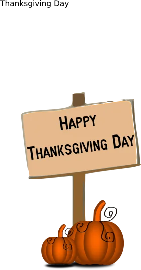 Rustic Wooden Sign and Charming Pumpkins - Thanksgiving Day Festive Clipart