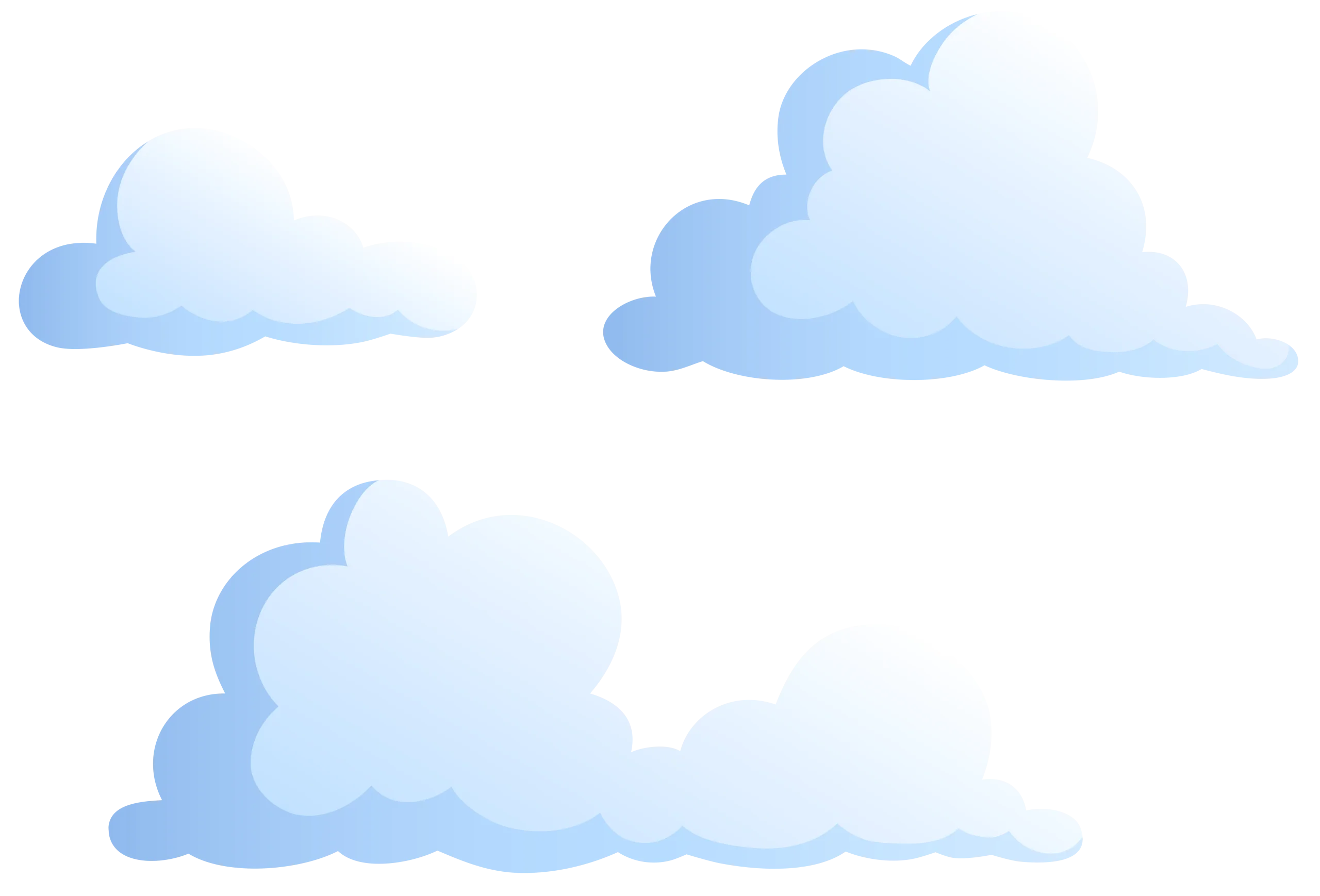 Soft and Fluffy Pastel Blue Sky Clouds Cartoon Clipart Collection