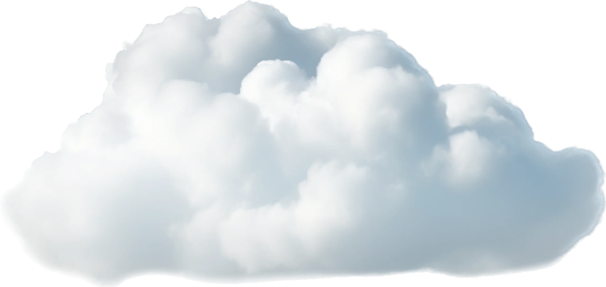 Soft Fluffy White Cloud Clipart with Gentle Luminous Shading and Realistic Texture