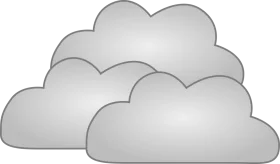 Soft Gray Monochromatic Cloud Clipart Illustration with Layered Design