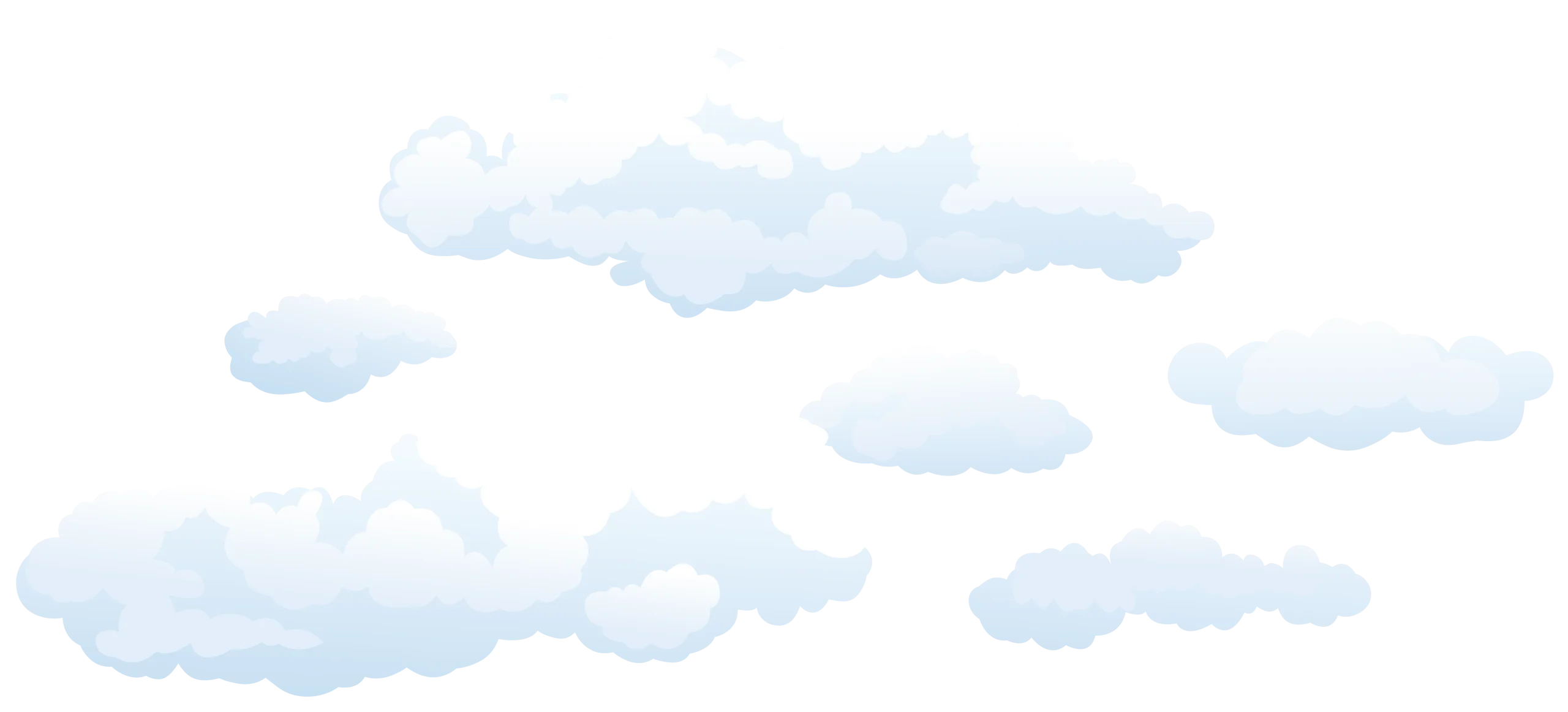 Soft Pastel Blue Cloud Clipart Collection - Gentle Sky Elements