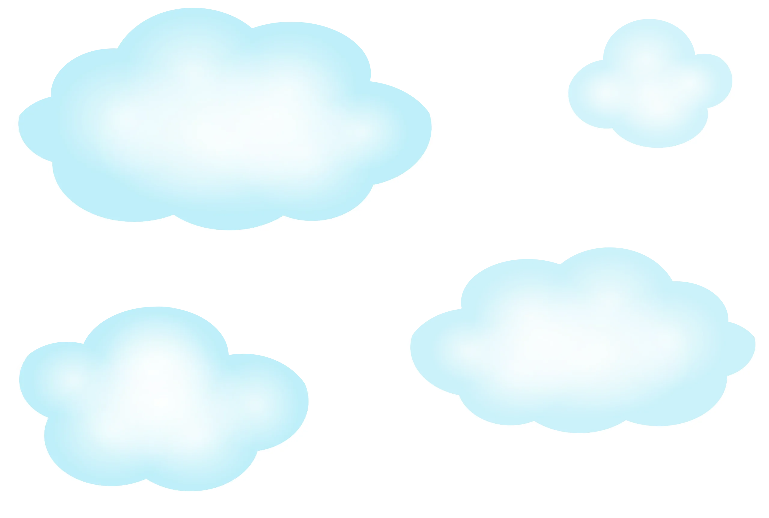 Soft Pastel Blue Cloud Clipart Collection - Whimsical Sky Elements Design