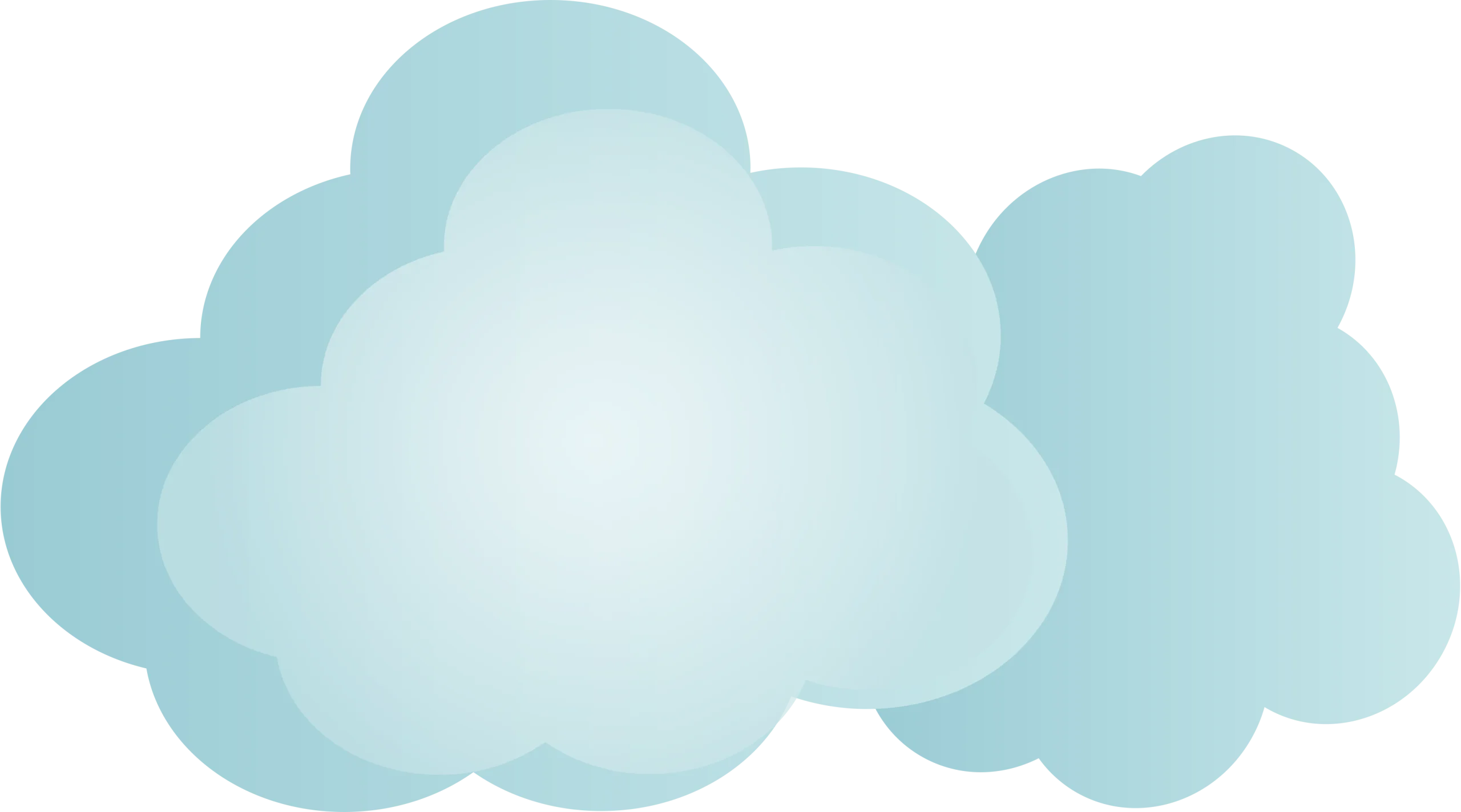 Soft Pastel Blue Cloud Clipart Design with Layered Ethereal Shapes