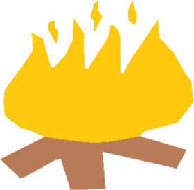 Stylized Campfire Flame Clipart with Wooden Log Base Illustration