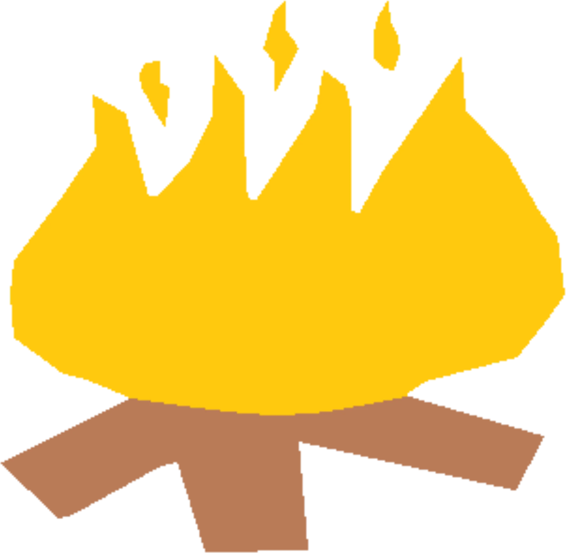 Stylized Campfire Flame Clipart with Wooden Log Base Illustration