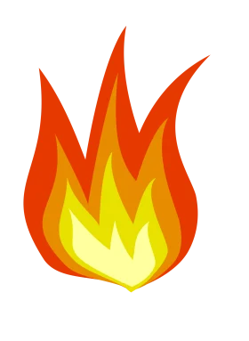 Stylized Fire Flame Clipart: Dynamic Orange and Yellow Burning Illustration