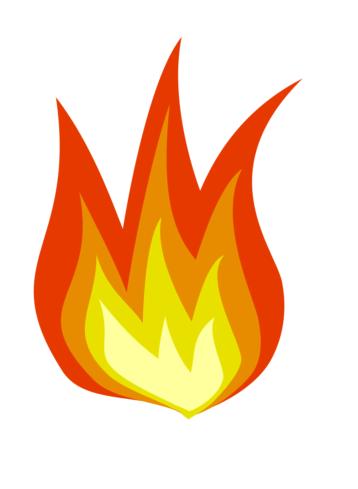 Stylized Fire Flame Clipart: Dynamic Orange and Yellow Burning Illustration