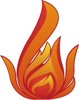 Stylized Flame Clipart with Smooth Orange and Red Gradient Curves