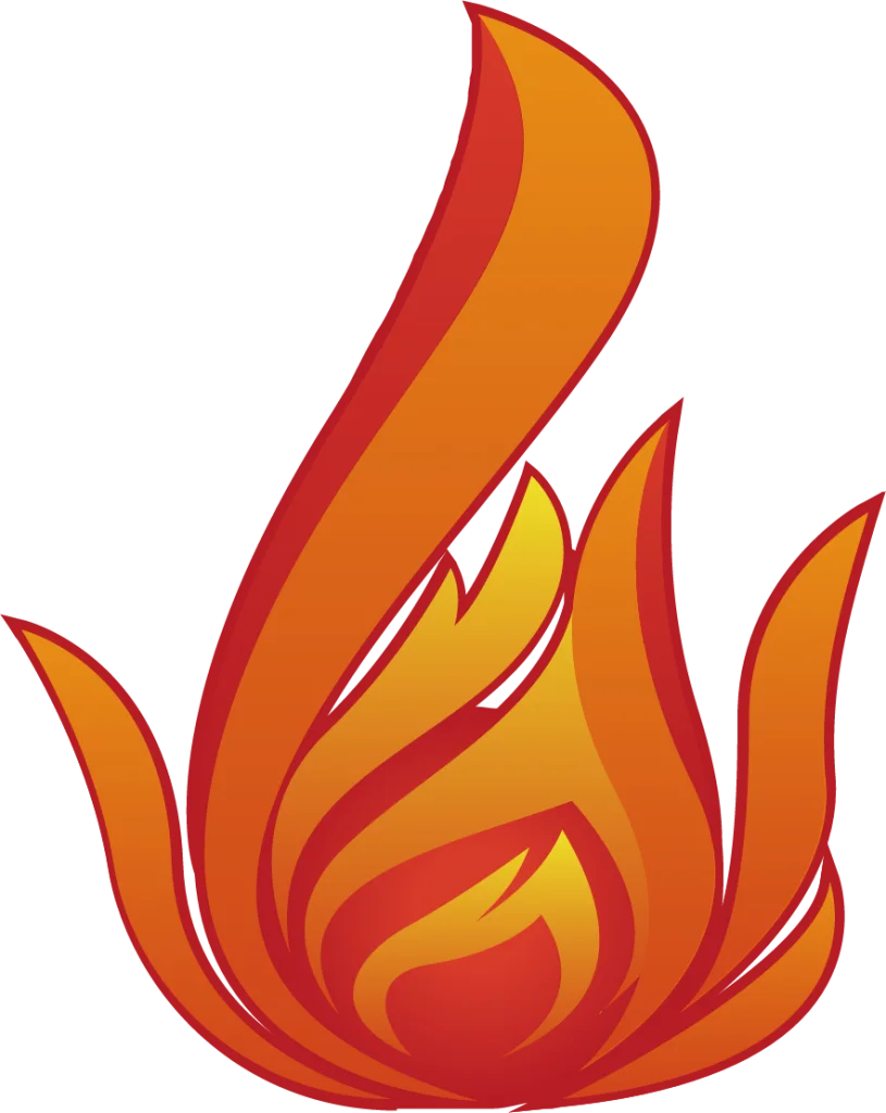Stylized Flame Clipart with Smooth Orange and Red Gradient Curves