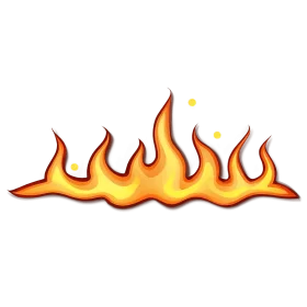 Stylized Flame Illustration: Dynamic Fire Clipart with Flowing Burning Edges