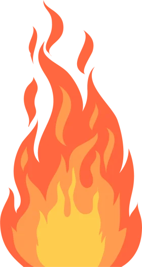 Stylized Orange and Yellow Flame Clipart Illustration with Dynamic Movement