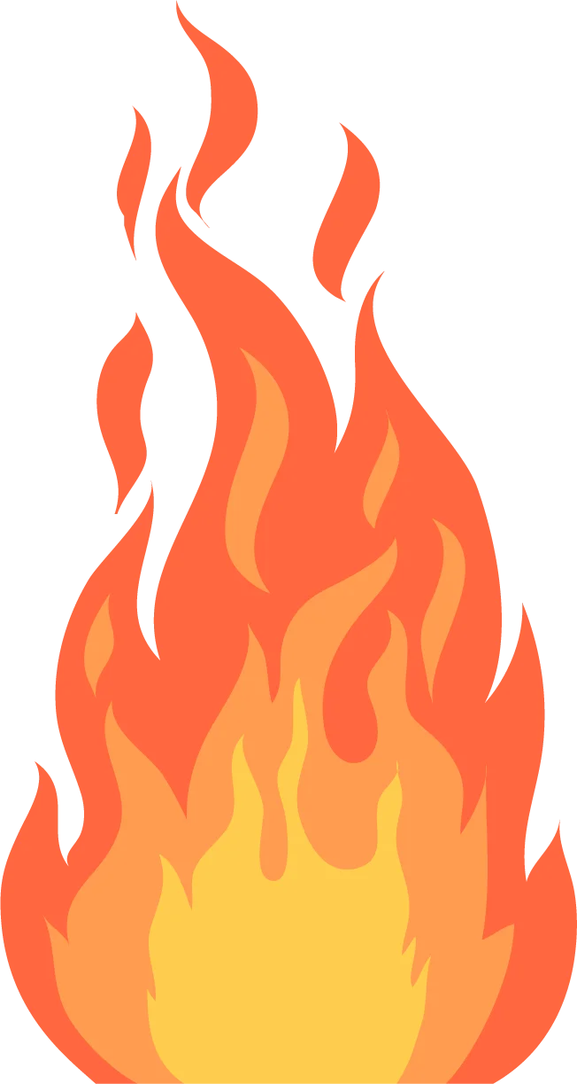 Stylized Orange and Yellow Flame Clipart Illustration with Dynamic Movement