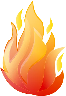 Stylized Radiant Fire Flame Clipart with Warm Color Gradient Illustration