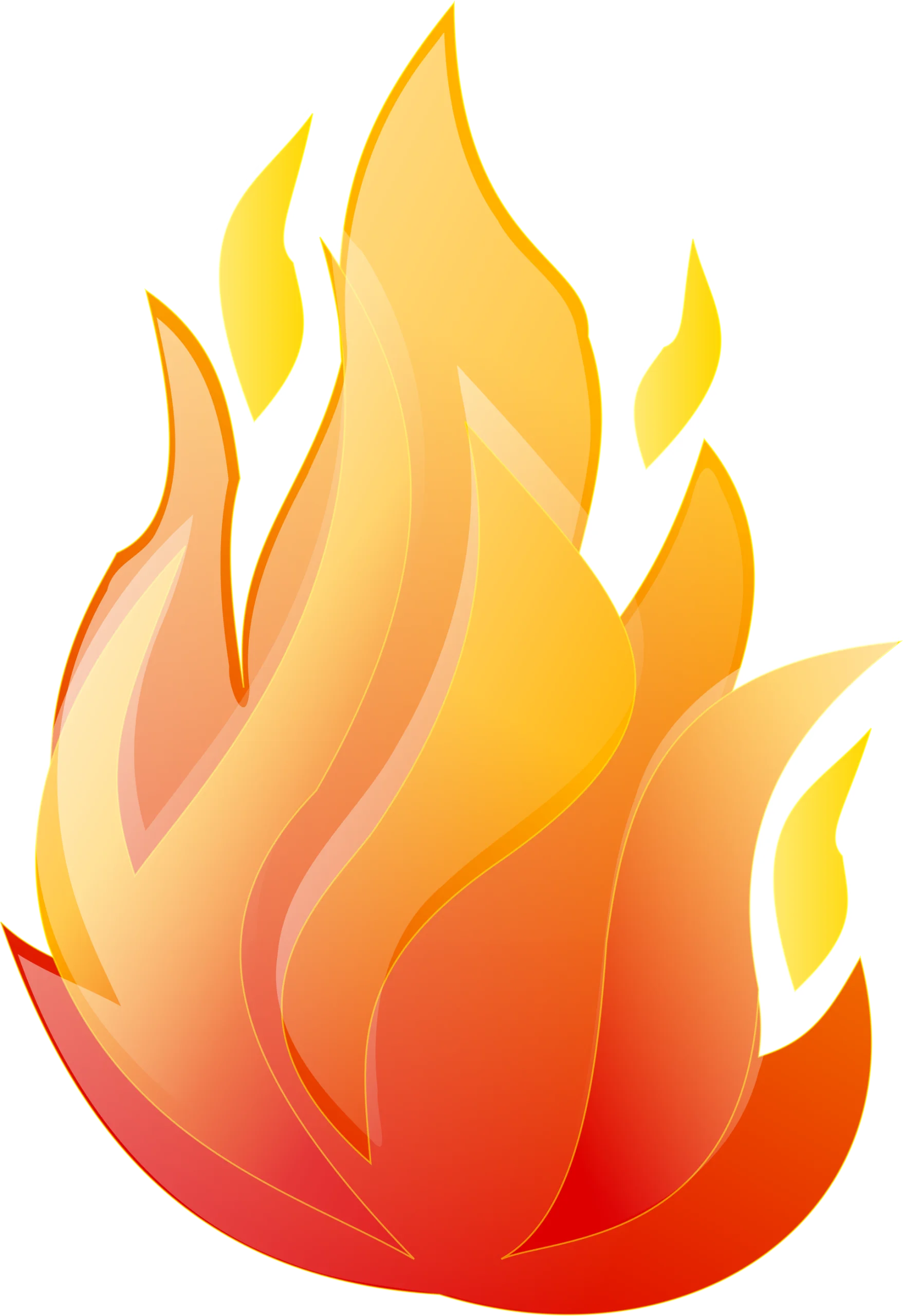 Stylized Radiant Fire Flame Clipart with Warm Color Gradient Illustration
