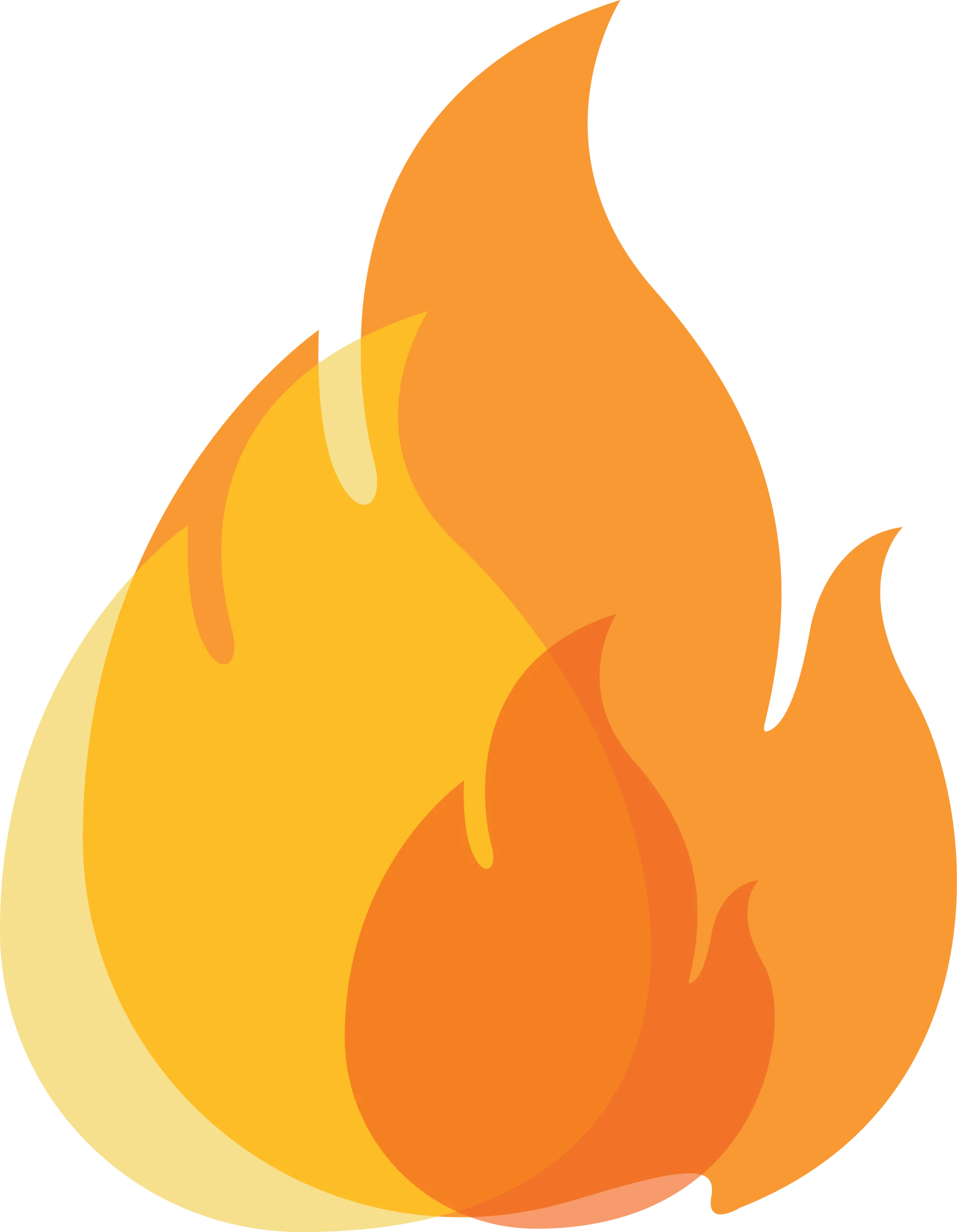 Stylized Warm-Toned Fire Flame Clipart Illustration with Dynamic Shapes
