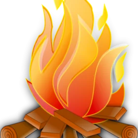 Warm and Glowing Campfire Clipart Illustration with Wooden Logs