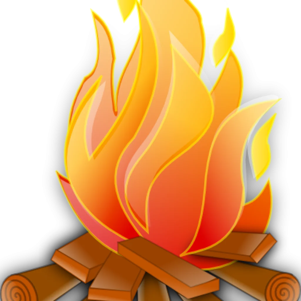 Warm and Glowing Campfire Clipart Illustration with Wooden Logs