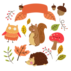Whimsical Autumn Forest Friends Woodland Creatures Clipart Collection
