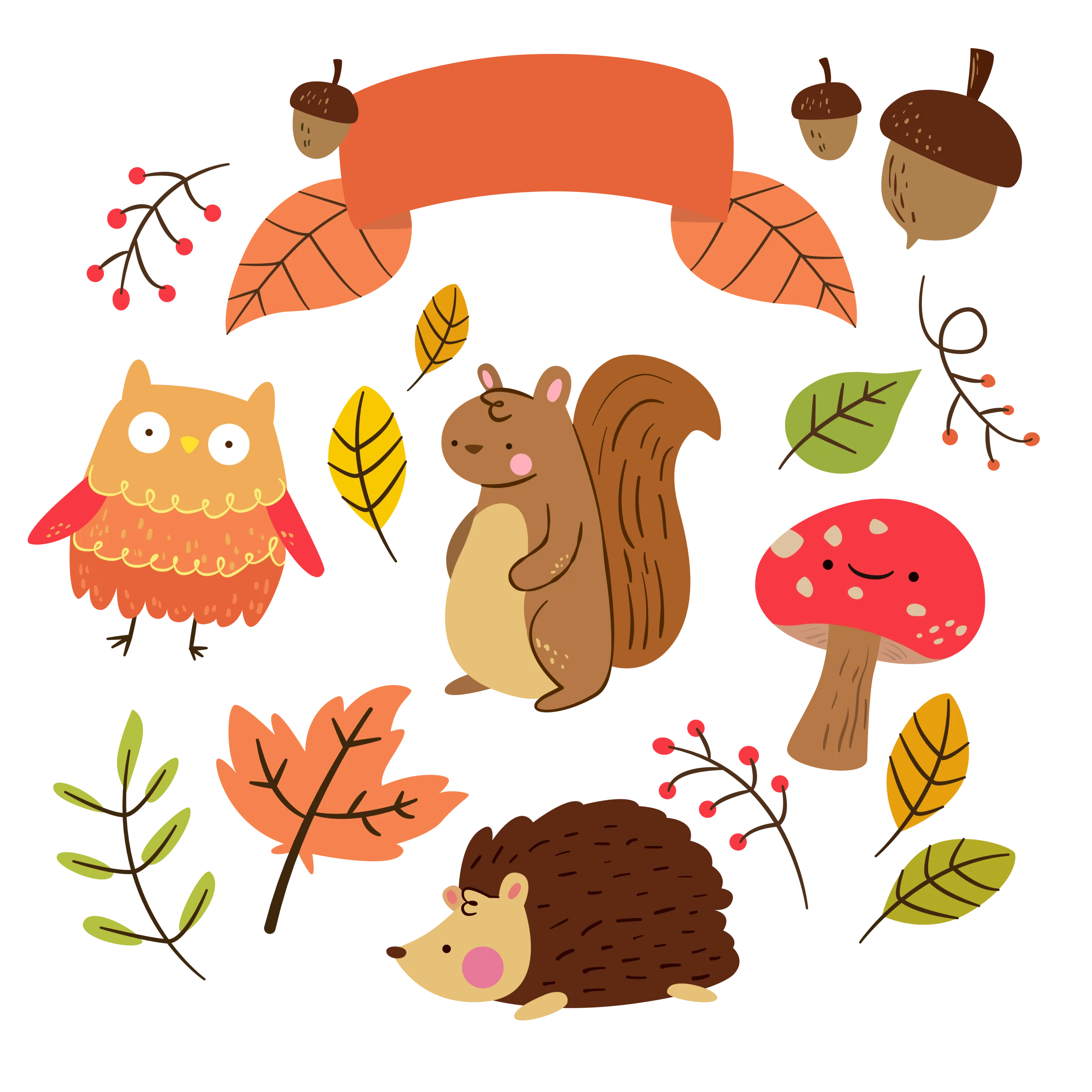Whimsical Autumn Forest Friends Woodland Creatures Clipart Collection