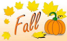 Whimsical Autumn Harvest Fall Season Clipart with Golden Leaves and Pumpkin